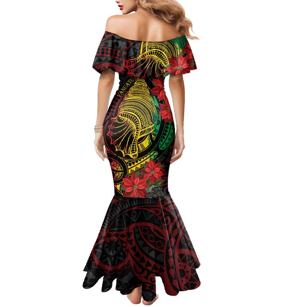 meri meri mermaid dress up Vanuatu Meri Krismas Family Matching Mermaid Dress and Hawaiian Shirt Conch Shell Tribal Art