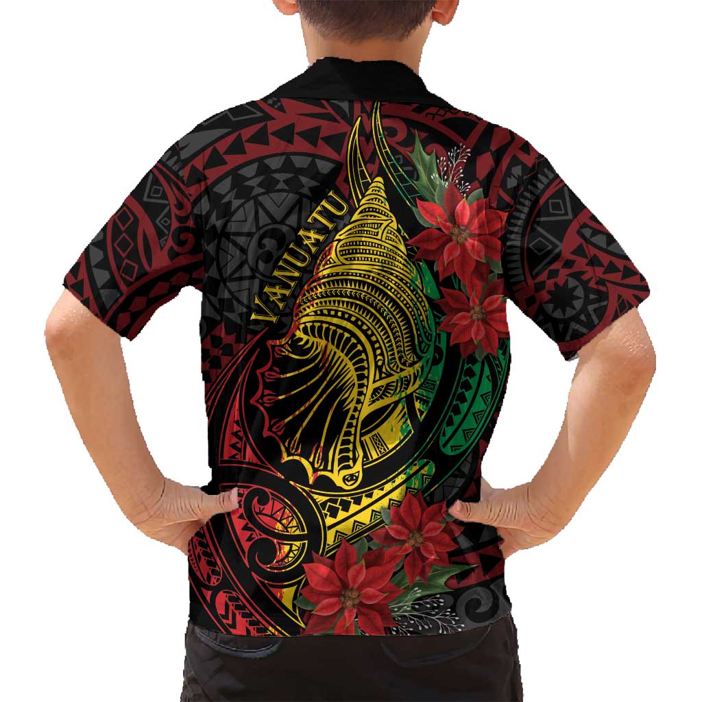 Vanuatu Meri Krismas Family Matching Off Shoulder Short Dress and Hawaiian Shirt Conch Shell Tribal Art LT7 - Polynesian Pride