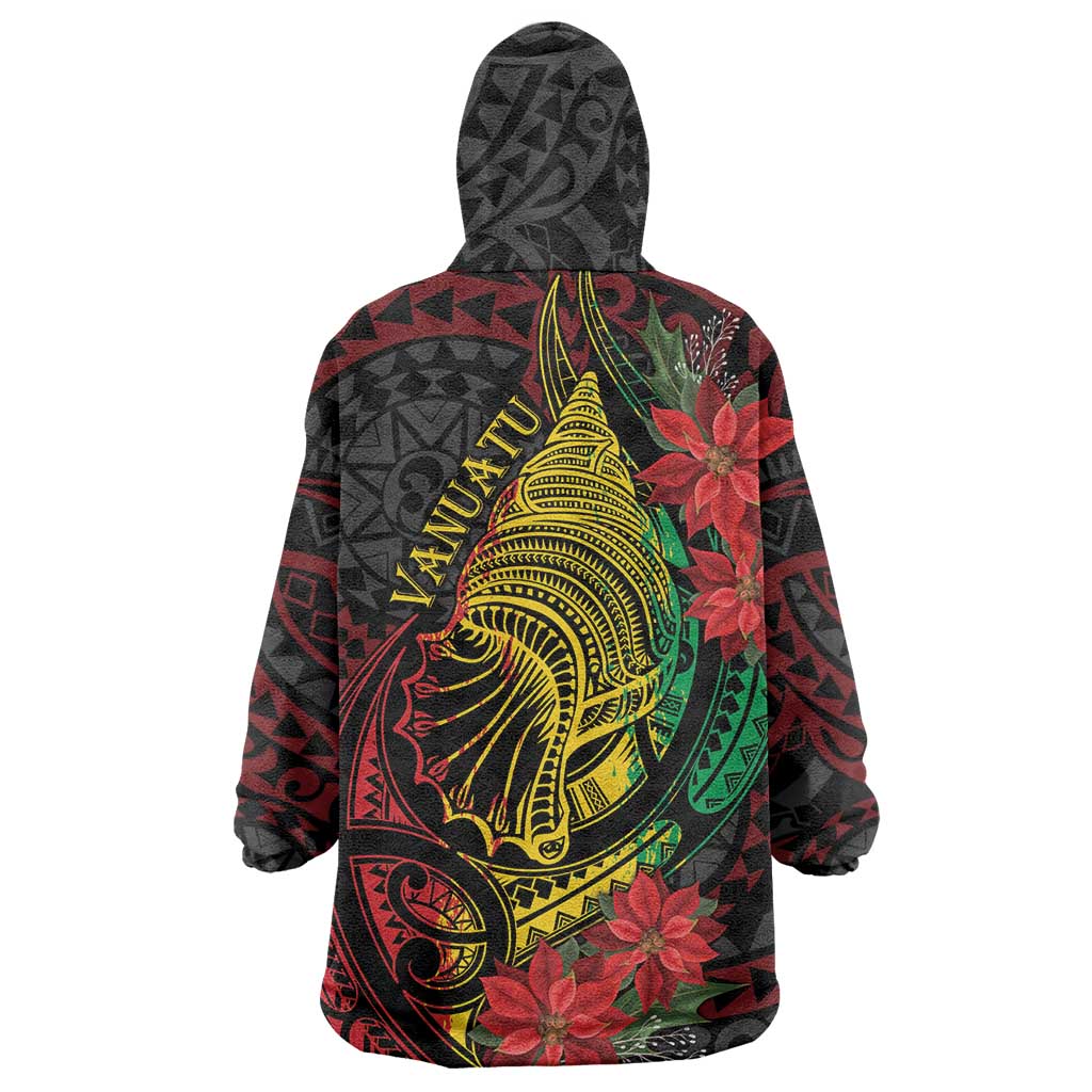 Vanuatu Meri Krismas Wearable Blanket Hoodie Conch Shell Tribal Art