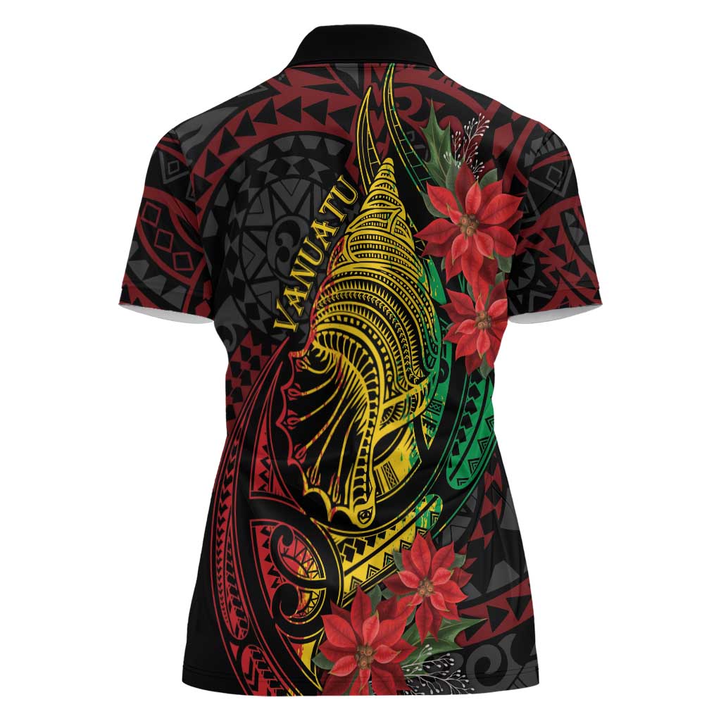 Vanuatu Meri Krismas Women Polo Shirt Conch Shell Tribal Art