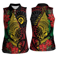 Vanuatu Meri Krismas Women Sleeveless Polo Shirt Conch Shell Tribal Art