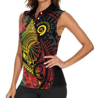 Vanuatu Meri Krismas Women Sleeveless Polo Shirt Conch Shell Tribal Art