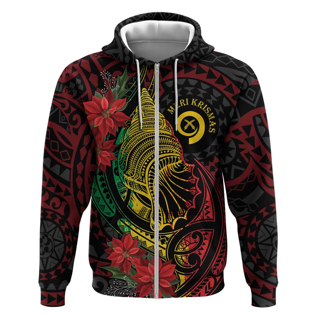 Vanuatu Meri Krismas Zip Hoodie Conch Shell Tribal Art LT7 Zip Hoodie Art - Polynesian Pride