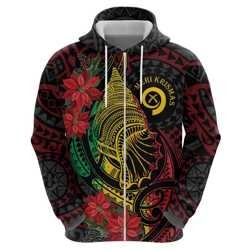 Vanuatu Meri Krismas Zip Hoodie Conch Shell Tribal Art LT7 - Polynesian Pride