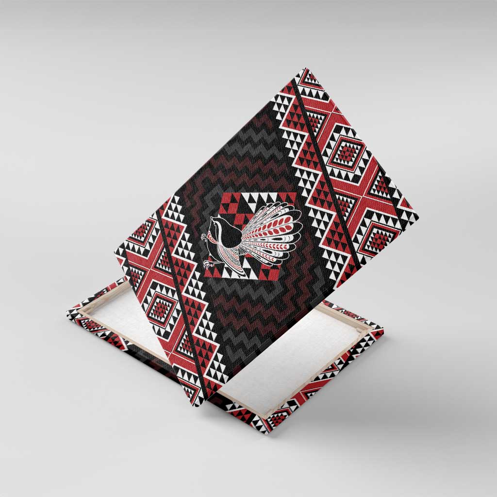 Taniko Aotearoa Canvas Wall Art Poutama Mix Piwakawaka LT7 With Frame Red - Polynesian Pride