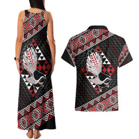 Taniko Aotearoa Couples Matching Tank Maxi Dress and Hawaiian Shirt Poutama Mix Piwakawaka