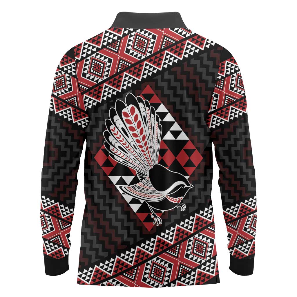 Taniko Aotearoa Long Sleeve Polo Shirt Poutama Mix Piwakawaka