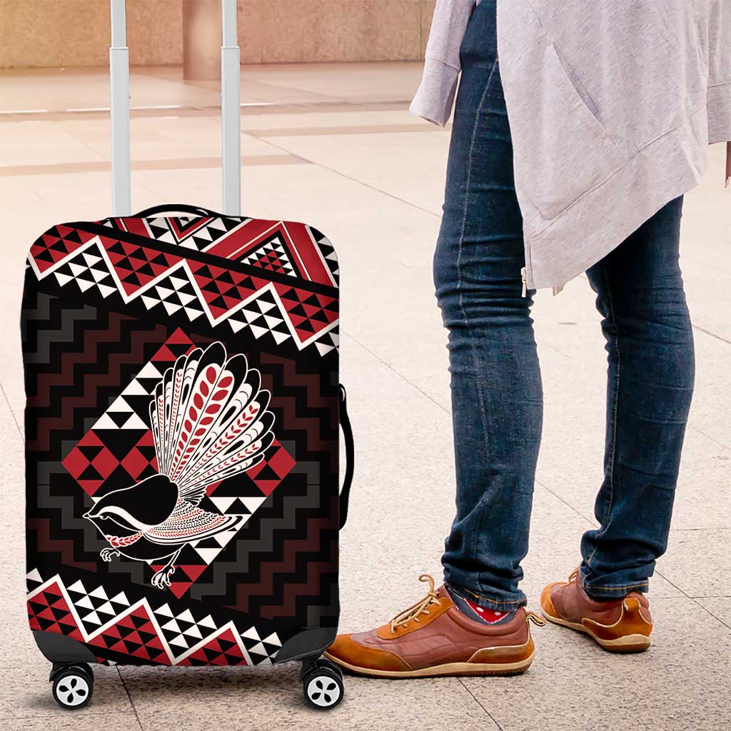 Taniko Aotearoa Luggage Cover Poutama Mix Piwakawaka LT7 Red - Polynesian Pride