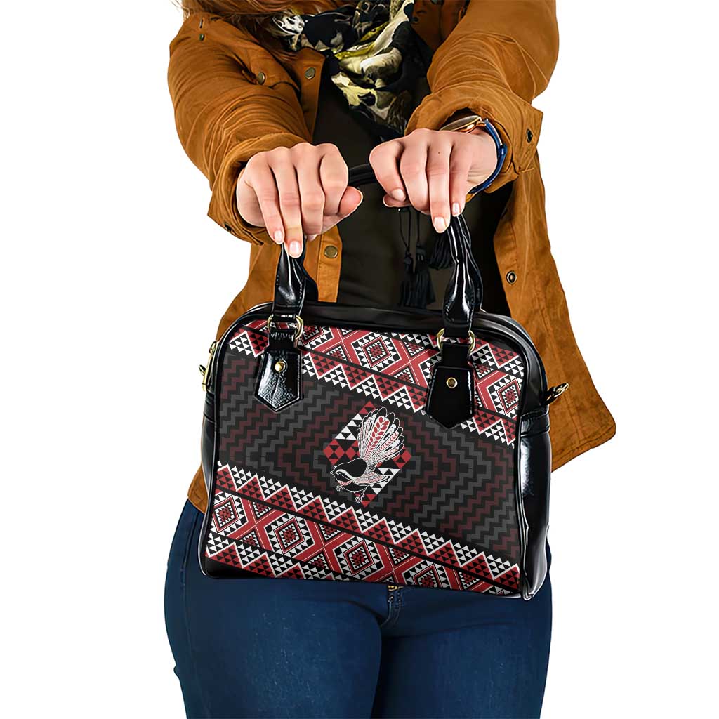 Taniko Aotearoa Shoulder Handbag Poutama Mix Piwakawaka LT7 One Size Red - Polynesian Pride