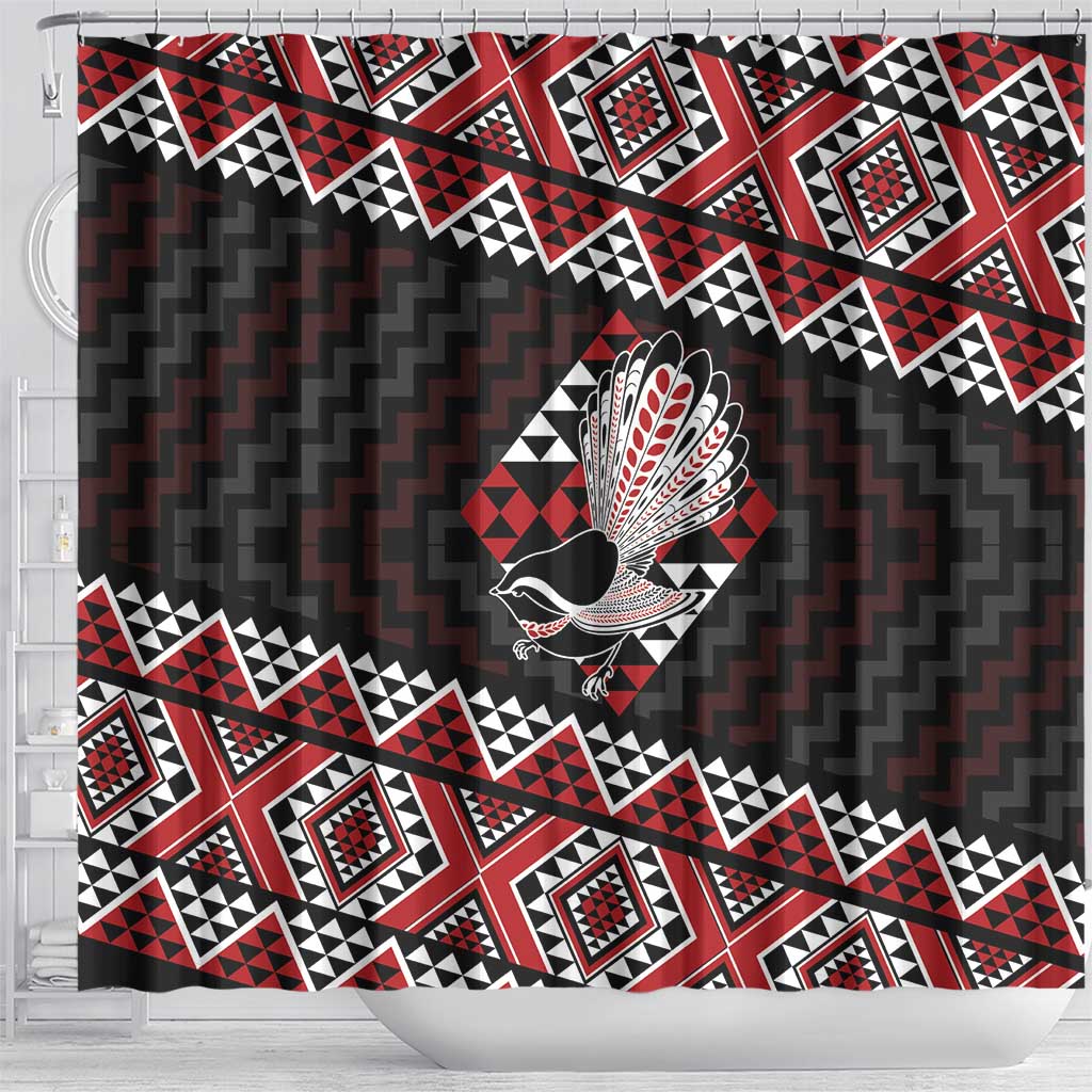 Taniko Aotearoa Shower Curtain Poutama Mix Piwakawaka