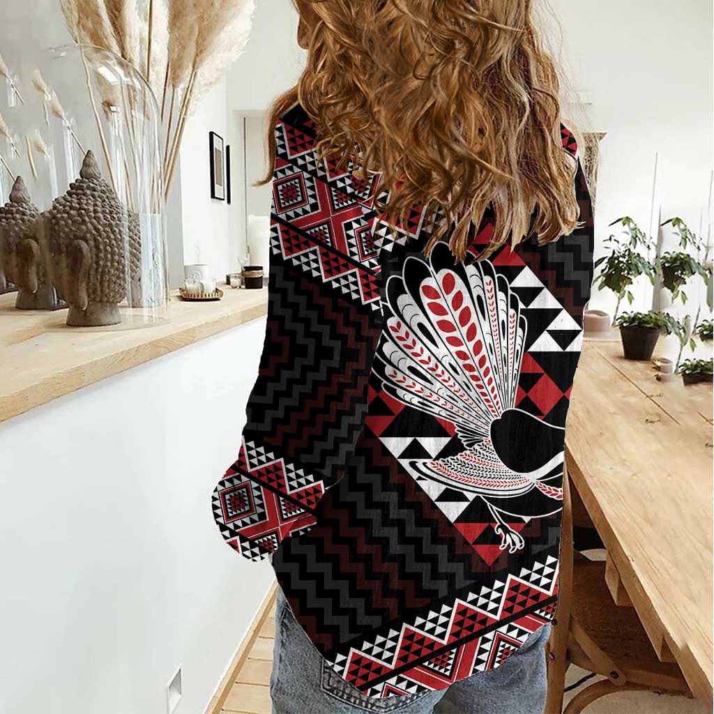 Taniko Aotearoa Women Casual Shirt Poutama Mix Piwakawaka