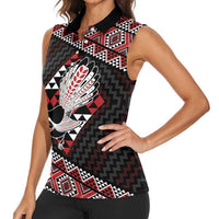 Taniko Aotearoa Women Sleeveless Polo Shirt Poutama Mix Piwakawaka