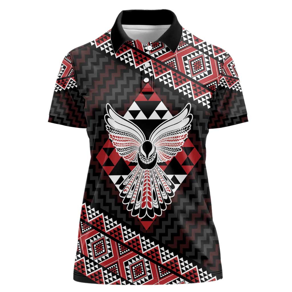 Taniko Aotearoa Women Polo Shirt Poutama Mix Piwakawaka - Ver02
