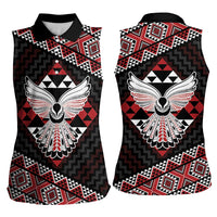 Taniko Aotearoa Women Sleeveless Polo Shirt Poutama Mix Piwakawaka - Ver02