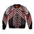 Maori Tukutuku Taniko Motifs Bomber Jacket Red Poutama Mix Kowhaiwhai