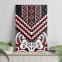 Maori Tukutuku Taniko Motifs Canvas Wall Art Red Poutama Mix Kowhaiwhai