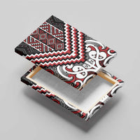 Maori Tukutuku Taniko Motifs Canvas Wall Art Red Poutama Mix Kowhaiwhai