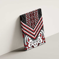 Maori Tukutuku Taniko Motifs Canvas Wall Art Red Poutama Mix Kowhaiwhai
