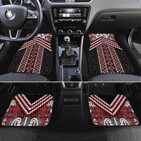 Maori Tukutuku Taniko Motifs Car Mats Red Poutama Mix Kowhaiwhai