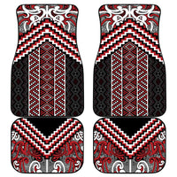 Maori Tukutuku Taniko Motifs Car Mats Red Poutama Mix Kowhaiwhai