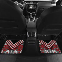 Maori Tukutuku Taniko Motifs Car Mats Red Poutama Mix Kowhaiwhai