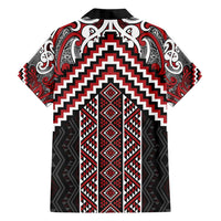 Maori Tukutuku Taniko Motifs Hawaiian Shirt Red Poutama Mix Kowhaiwhai