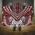 Maori Tukutuku Taniko Motifs Hooded Blanket Red Poutama Mix Kowhaiwhai