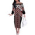 Maori Tukutuku Taniko Motifs Off The Shoulder Long Sleeve Dress Red Poutama Mix Kowhaiwhai