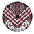 Maori Tukutuku Taniko Motifs Spare Tire Cover Red Poutama Mix Kowhaiwhai