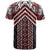 Maori Tukutuku Taniko Motifs T Shirt Red Poutama Mix Kowhaiwhai