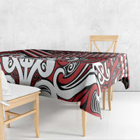 Maori Tukutuku Taniko Motifs Tablecloth Red Poutama Mix Kowhaiwhai