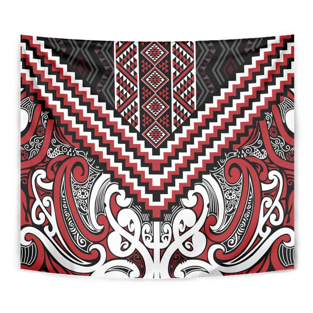 Maori Tukutuku Taniko Motifs Tapestry Red Poutama Mix Kowhaiwhai
