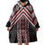 Maori Tukutuku Taniko Motifs Wearable Blanket Hoodie Red Poutama Mix Kowhaiwhai