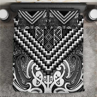 Maori Tukutuku Taniko Motifs Bedding Set Black Poutama Mix Kowhaiwhai
