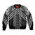 Maori Tukutuku Taniko Motifs Bomber Jacket Black Poutama Mix Kowhaiwhai