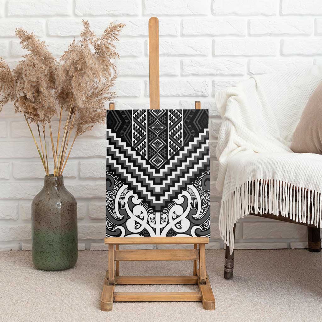 Maori Tukutuku Taniko Motifs Canvas Wall Art Black Poutama Mix Kowhaiwhai
