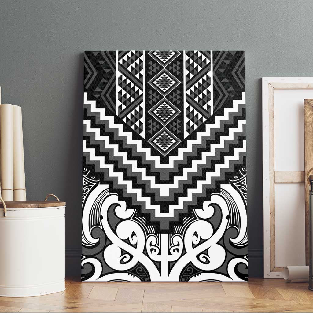 Maori Tukutuku Taniko Motifs Canvas Wall Art Black Poutama Mix Kowhaiwhai