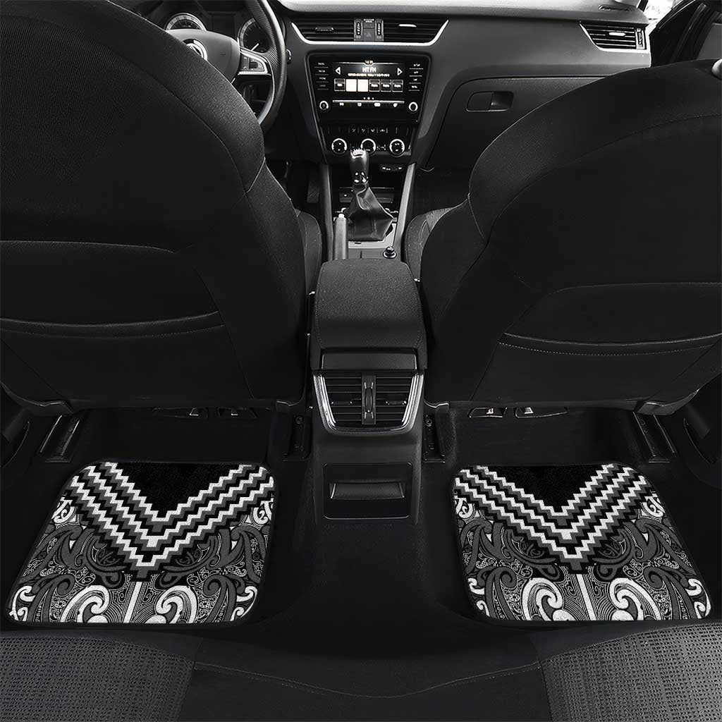 Maori Tukutuku Taniko Motifs Car Mats Black Poutama Mix Kowhaiwhai