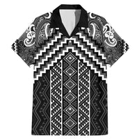 Maori Tukutuku Taniko Motifs Family Matching Mermaid Dress and Hawaiian Shirt Black Poutama Mix Kowhaiwhai