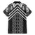 Maori Tukutuku Taniko Motifs Family Matching Off The Shoulder Long Sleeve Dress and Hawaiian Shirt Black Poutama Mix Kowhaiwhai