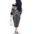 Maori Tukutuku Taniko Motifs Family Matching Off The Shoulder Long Sleeve Dress and Hawaiian Shirt Black Poutama Mix Kowhaiwhai