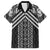 Maori Tukutuku Taniko Motifs Family Matching Puletasi and Hawaiian Shirt Black Poutama Mix Kowhaiwhai