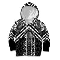 Maori Tukutuku Taniko Motifs Kid Hoodie Black Poutama Mix Kowhaiwhai