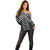 Maori Tukutuku Taniko Motifs Off Shoulder Sweater Black Poutama Mix Kowhaiwhai