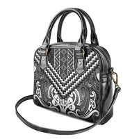 Maori Tukutuku Taniko Motifs Shoulder Handbag Black Poutama Mix Kowhaiwhai