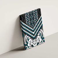 Maori Tukutuku Taniko Motifs Canvas Wall Art Teal Poutama Mix Kowhaiwhai