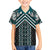 Maori Tukutuku Taniko Motifs Family Matching Off The Shoulder Long Sleeve Dress and Hawaiian Shirt Teal Poutama Mix Kowhaiwhai