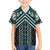 Maori Tukutuku Taniko Motifs Family Matching Summer Maxi Dress and Hawaiian Shirt Teal Poutama Mix Kowhaiwhai