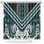 Maori Tukutuku Taniko Motifs Shower Curtain Teal Poutama Mix Kowhaiwhai