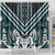 Maori Tukutuku Taniko Motifs Shower Curtain Teal Poutama Mix Kowhaiwhai